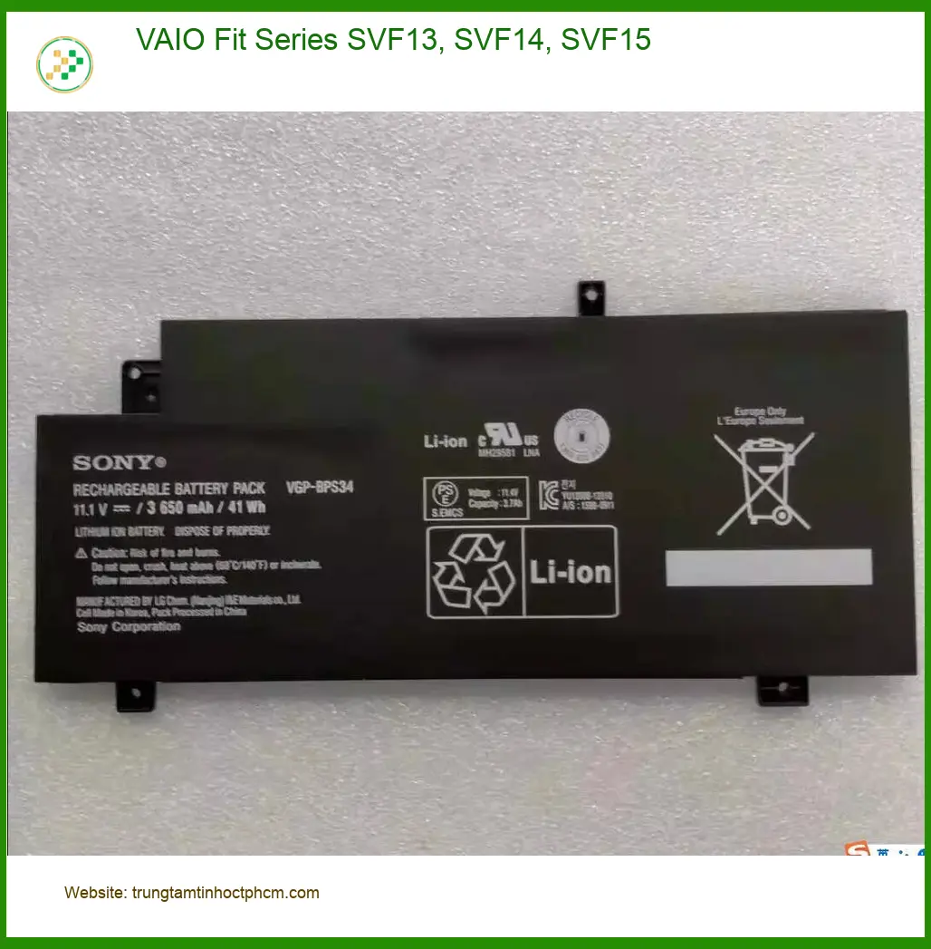 Pin Laptop VAIO Fit Series SVF13 SVF14 SVF15 - Thay Nhanh, Giá Rẻ TPHCM
