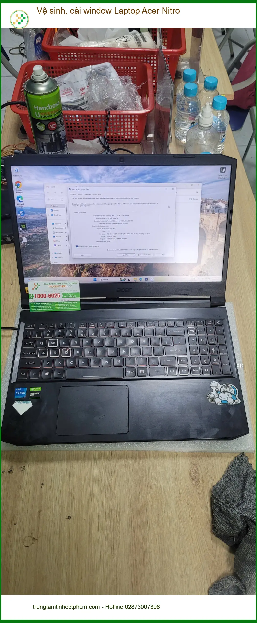 Anh Quân khó tính tìm chỗ vệ sinh cài Win Laptop Acer Nitro Quận Bình Tân ảnh thực tế 1