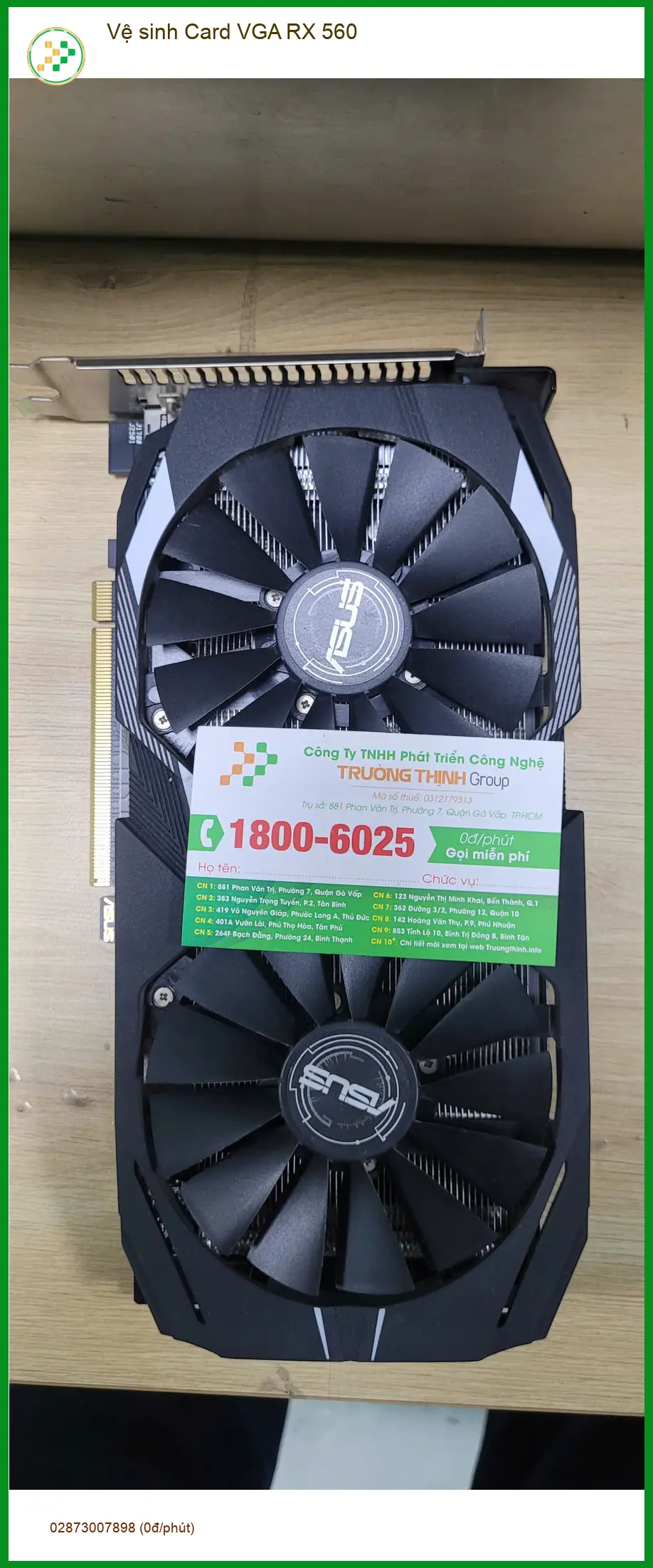 Anh Cường - streamer lo lắng tìm trung tâm vệ sinh Card VGA RX 560 Quận Bình Tân giá rẻ ảnh thực tế 1