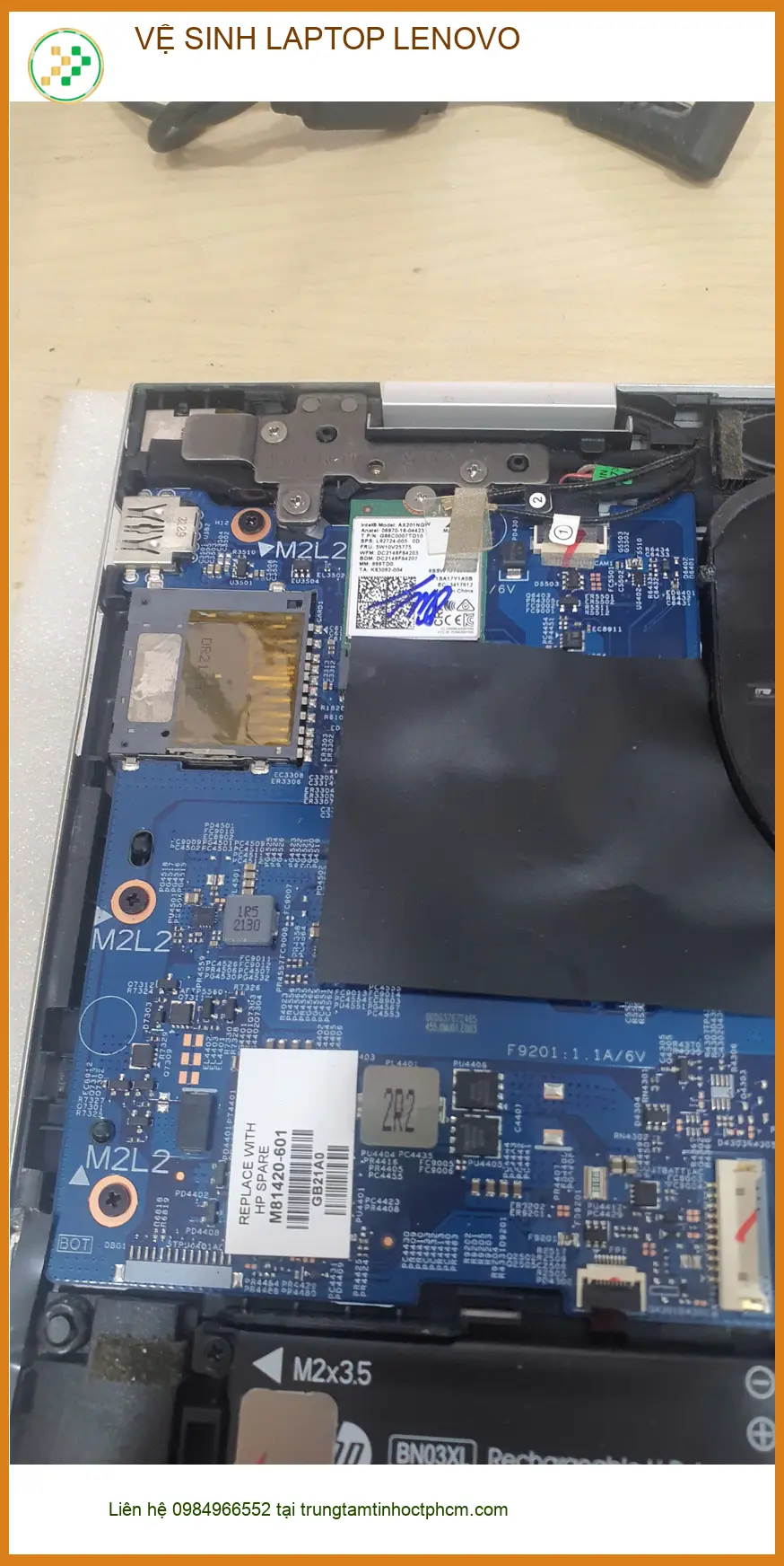 Chú Phúc cần vệ sinh laptop Lenovo Quận Gò Vấp - Ngăn nóng máy ảnh thực tế 1