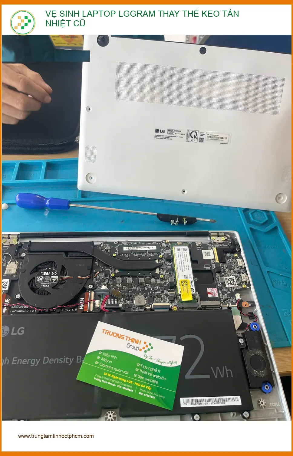 Cô Thu nhân viên văn phòng vệ sinh laptop LGGRAM thay keo Quận Phú Nhuận ảnh thực tế 1