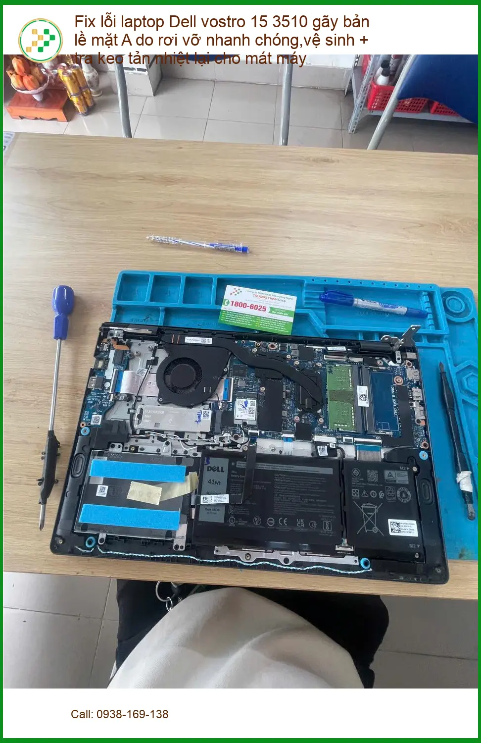 Anh Khôi sửa laptop Dell Vostro 15 3510 gãy bản lề mặt A nhanh chóng ở Phú Nhuận ảnh thực tế 1
