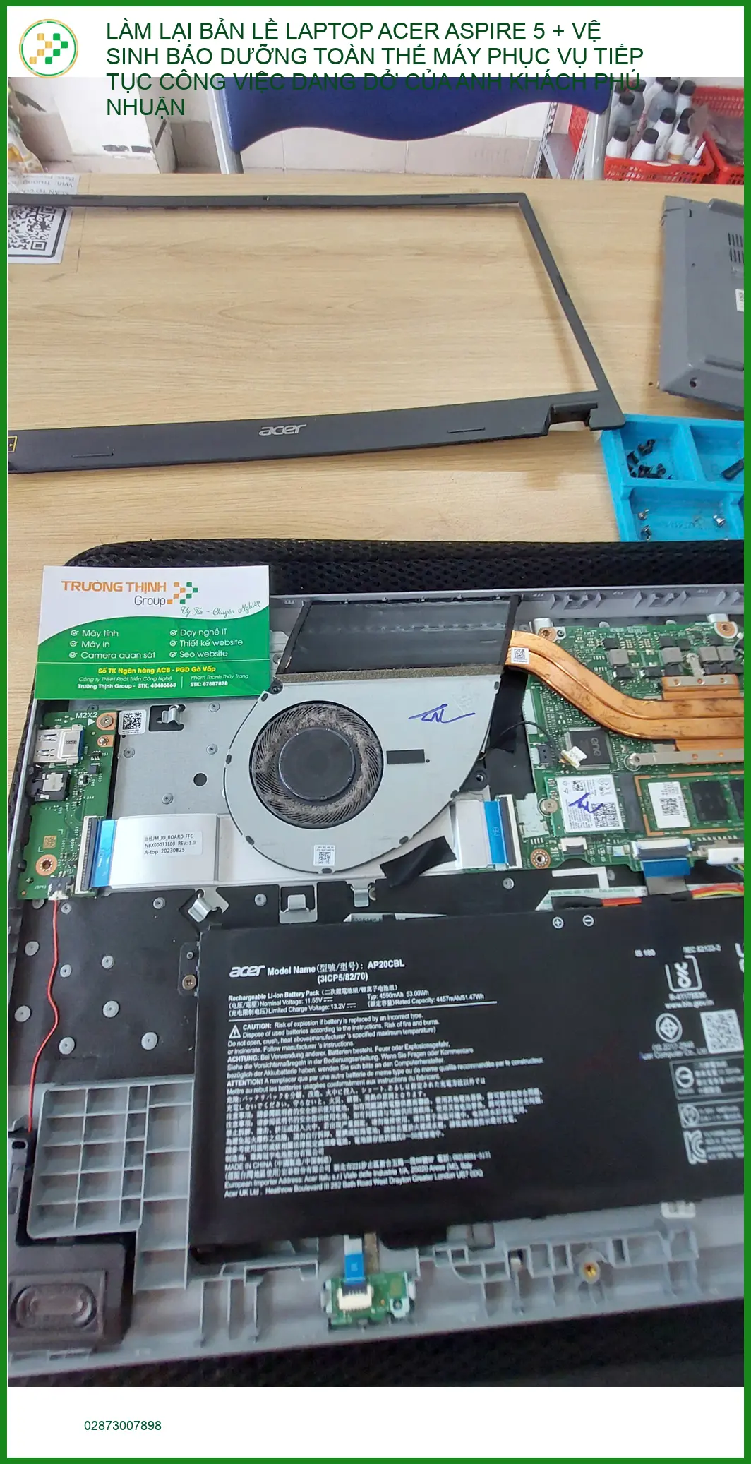 Sửa bản lề laptop Acer Aspire 5 và vệ sinh máy ở Phú Nhuận - Ca của chú Bảo. ảnh thực tế 1
