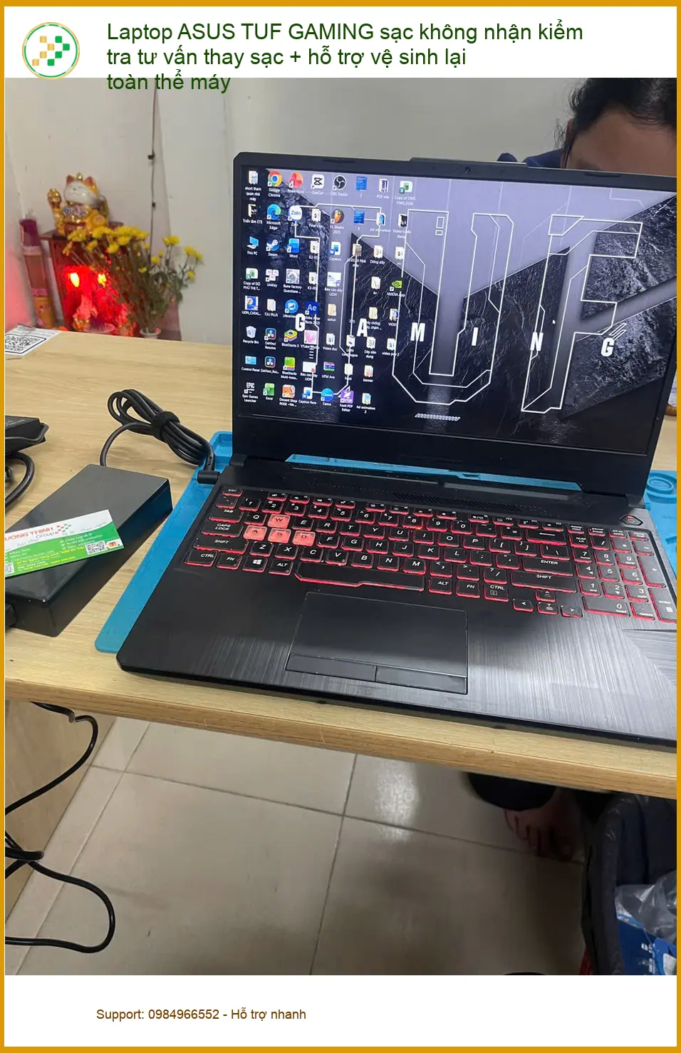 Anh Quân sửa sạc và vệ sinh Laptop ASUS TUF GAMING Quận Phú Nhuận ảnh thực tế 2