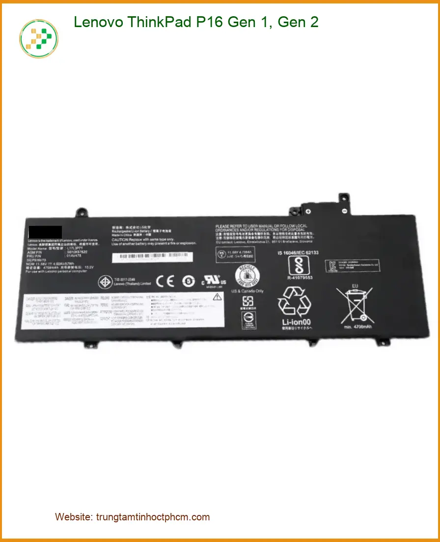 Pin Laptop Lenovo ThinkPad P16 - Thay Pin Nhanh Giá Rẻ Tại TPHCM