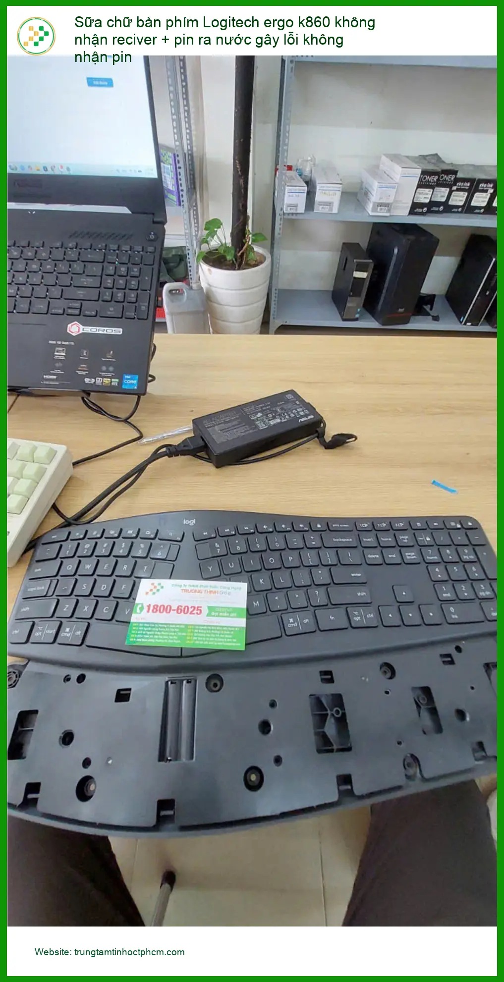 Chị Diễm sửa bàn phím Logitech ergo k860 bị pin ra nước tại Phú Nhuận ảnh thực tế 2