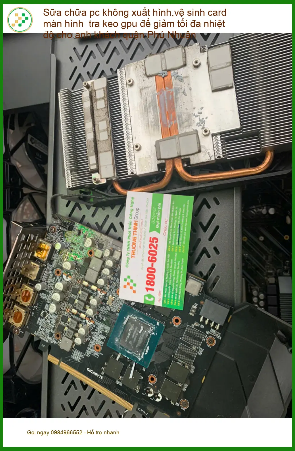Bác Vân Phú Nhuận: Sửa pc không lên hình, vệ sinh card màn hình ảnh thực tế 1