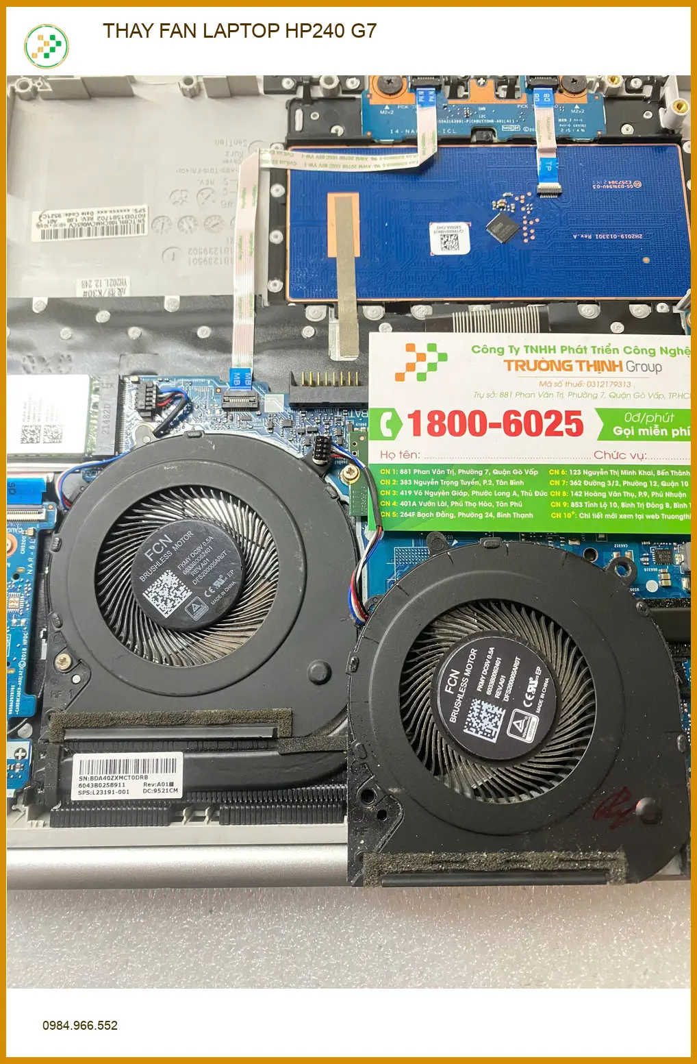 Anh Cường IT lo lắng quạt kêu to - Thay Fan Laptop HP240 G7 ở Gò Vấp ảnh thực tế 1
