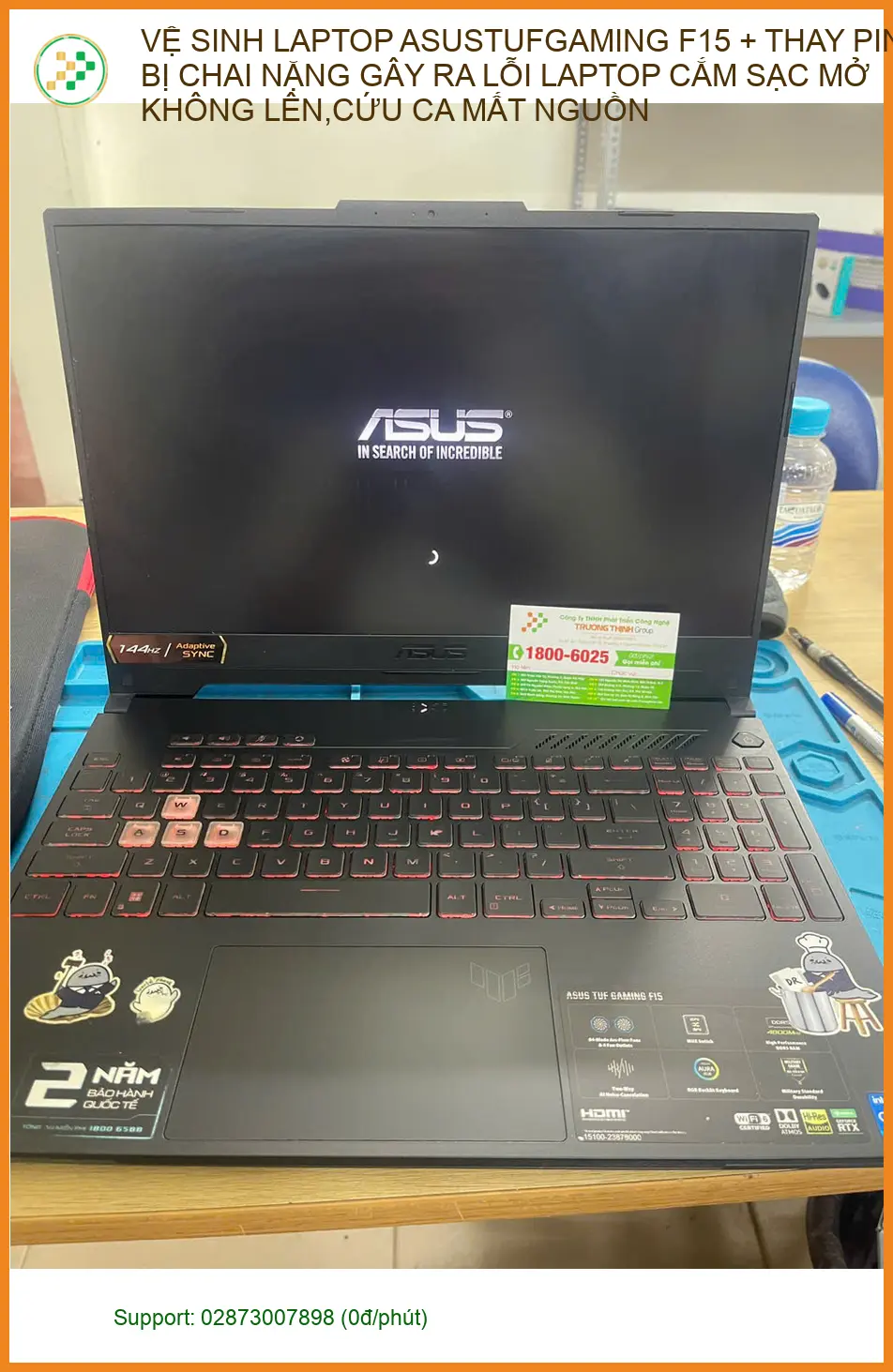 Anh Đạt Phú Nhuận: Cứu ASUS TUF Gaming F15 mất nguồn, vệ sinh, thay pin ảnh thực tế 1