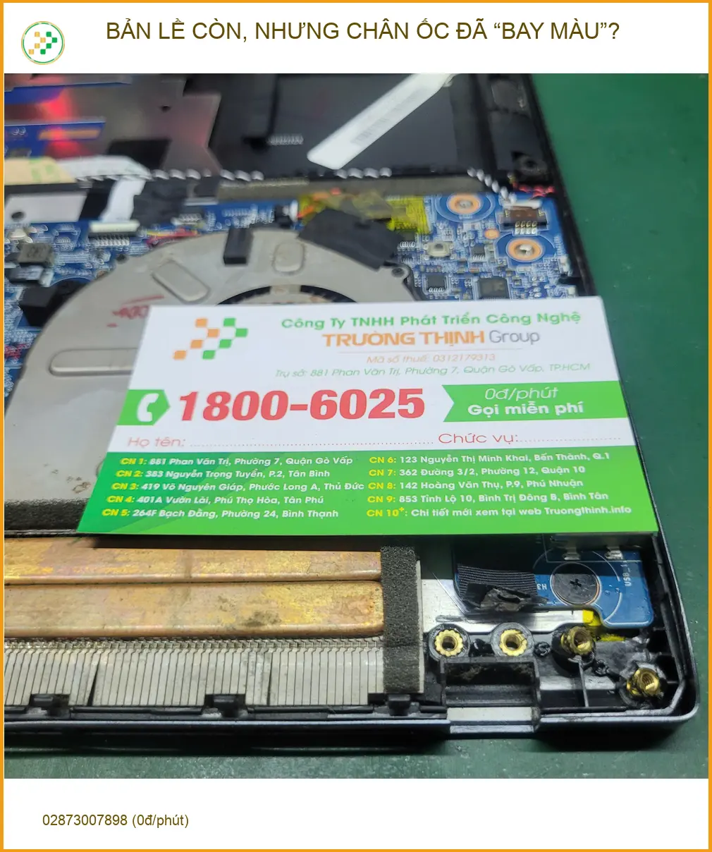 Anh Khải kỹ sư ở Quận Tân Bình review dịch vụ sửa bản lề laptop bay chân ốc ảnh thực tế 1