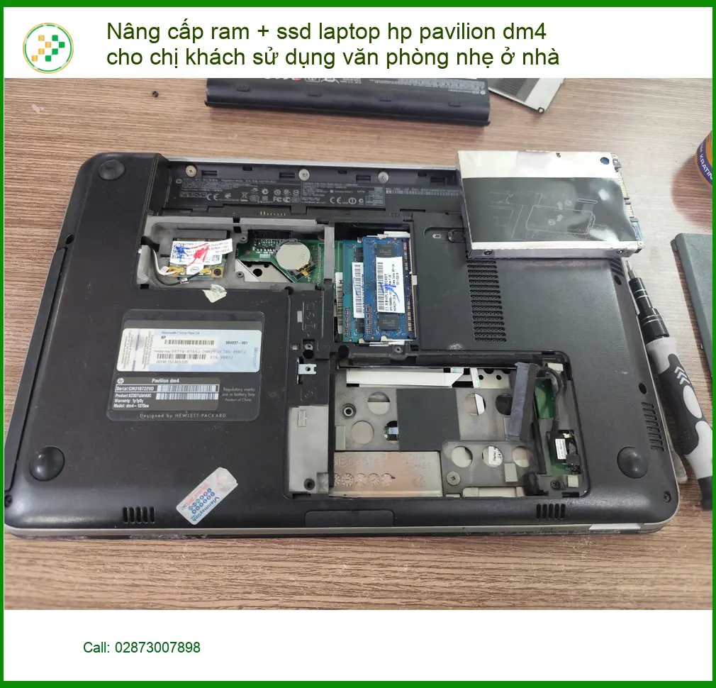 Dịch vụ nâng cấp ram + ssd laptop HP Pavilion DM4 cho chị Trang Q.Phú Nhuận ảnh thực tế 1