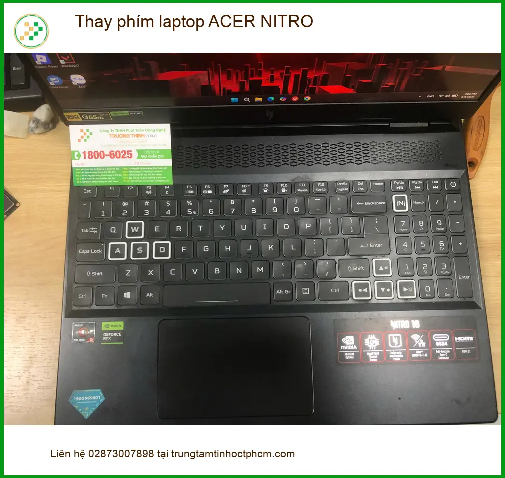 Anh Quang lỡ làm đổ nước tìm tiệm thay phím laptop ACER NITRO Quận Bình Tân ảnh thực tế 2