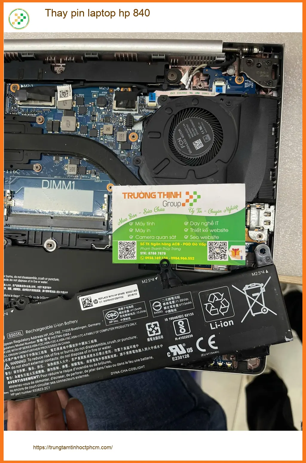 Bác Hùng cẩn thận tìm địa điểm thay pin laptop hp 840 Quận 12 uy tín ảnh thực tế 1