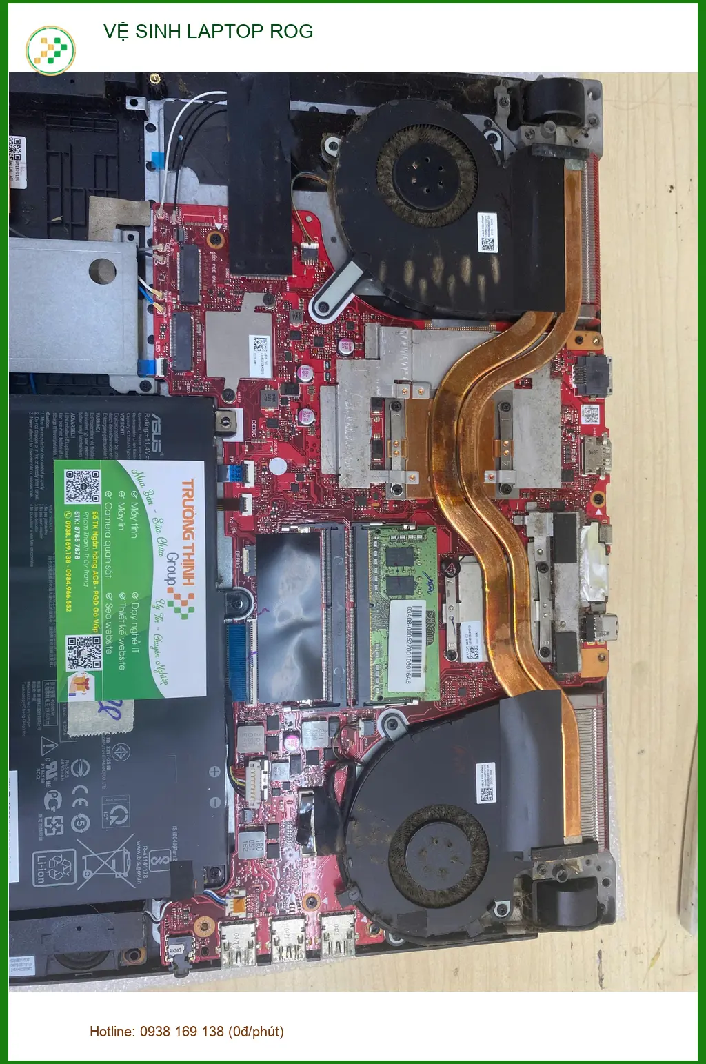 Bạn Hà sinh viên cần Vệ sinh LAPTOP ROG Quận Gò Vấp giá rẻ uy tín ảnh thực tế 1