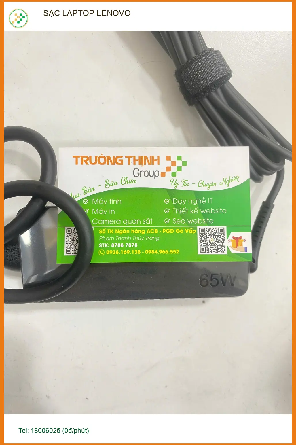 Cửa hàng SẠC LAPTOP LENOVO Quận Gò Vấp Uy tín - Anh Quân tìm sạc gấp ảnh thực tế 2