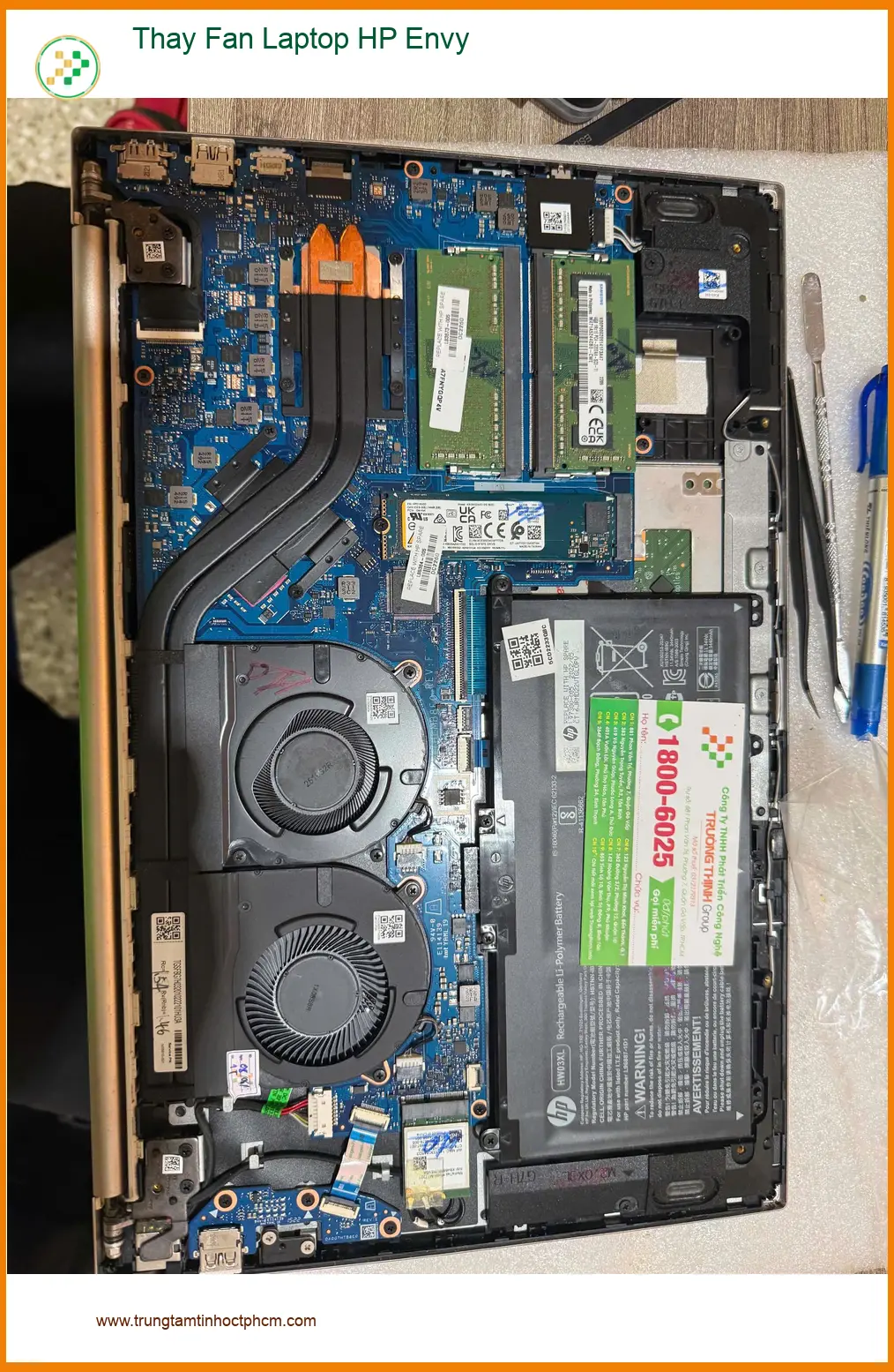 Chị Thanh kiến trúc sư ở Quận 7 và câu chuyện thay Fan Laptop HP Envy ảnh thực tế 1