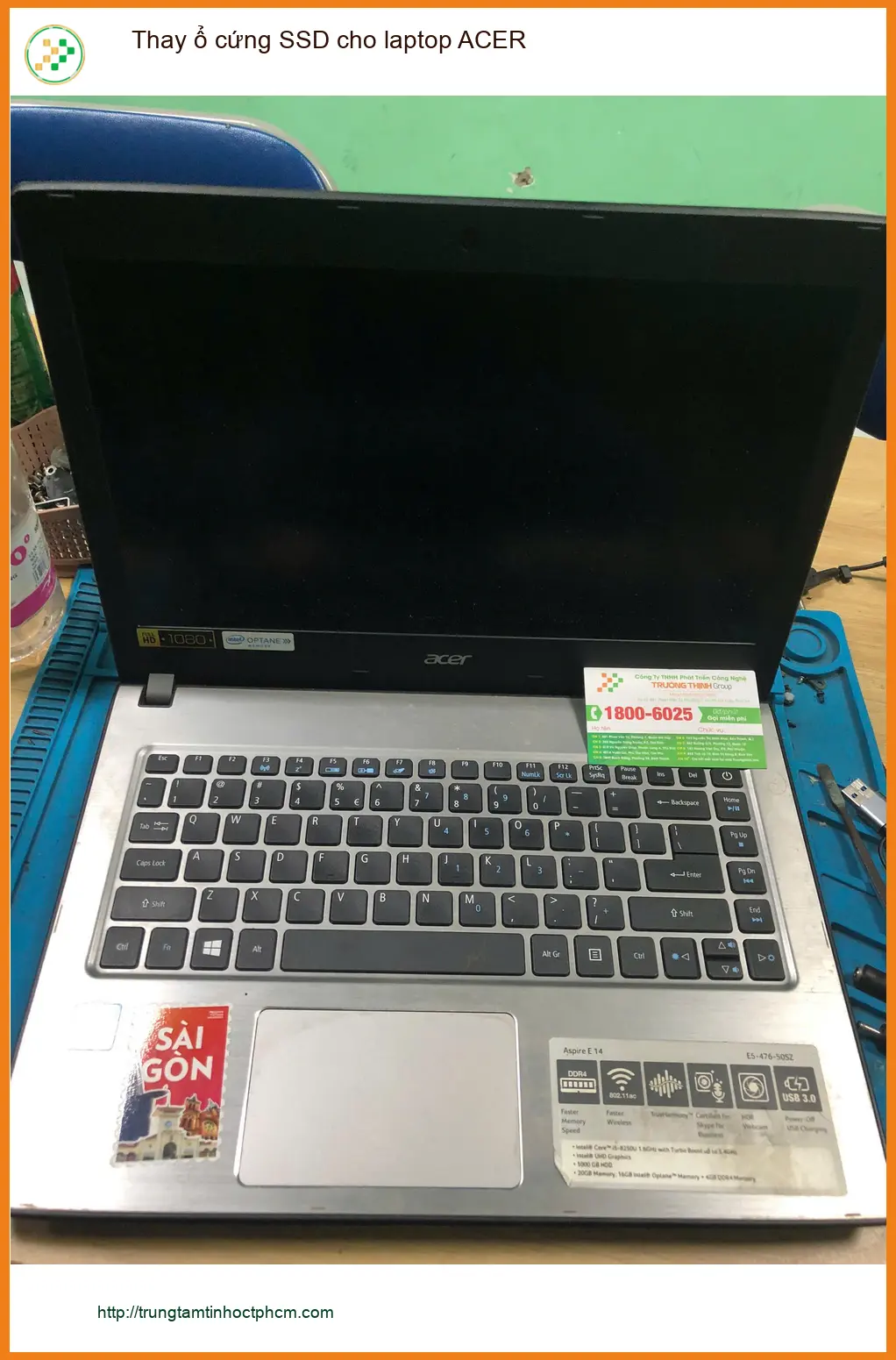 Chị Kiều thiết kế - Thay ổ cứng SSD laptop ACER Quận Bình Tân lấy ngay ảnh thực tế 1