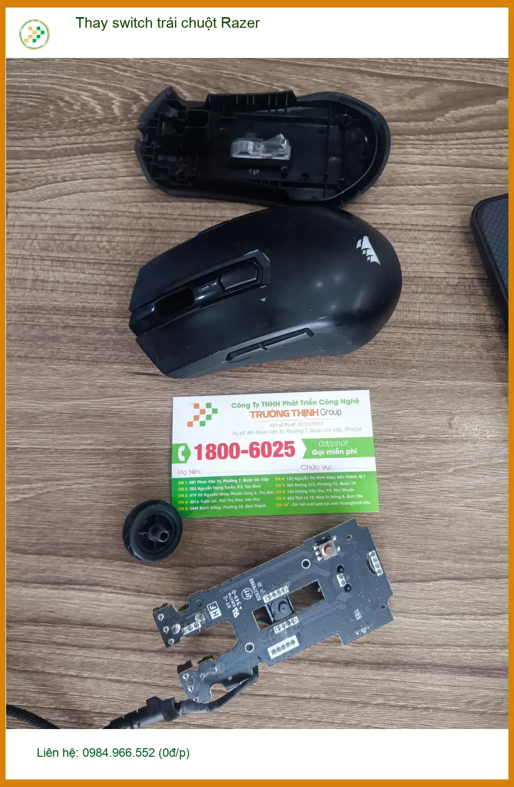 Cửa hàng thay switch trái chuột Razer Quận Tân Phú - Anh Kiên kiến trúc sư review ảnh thực tế 1