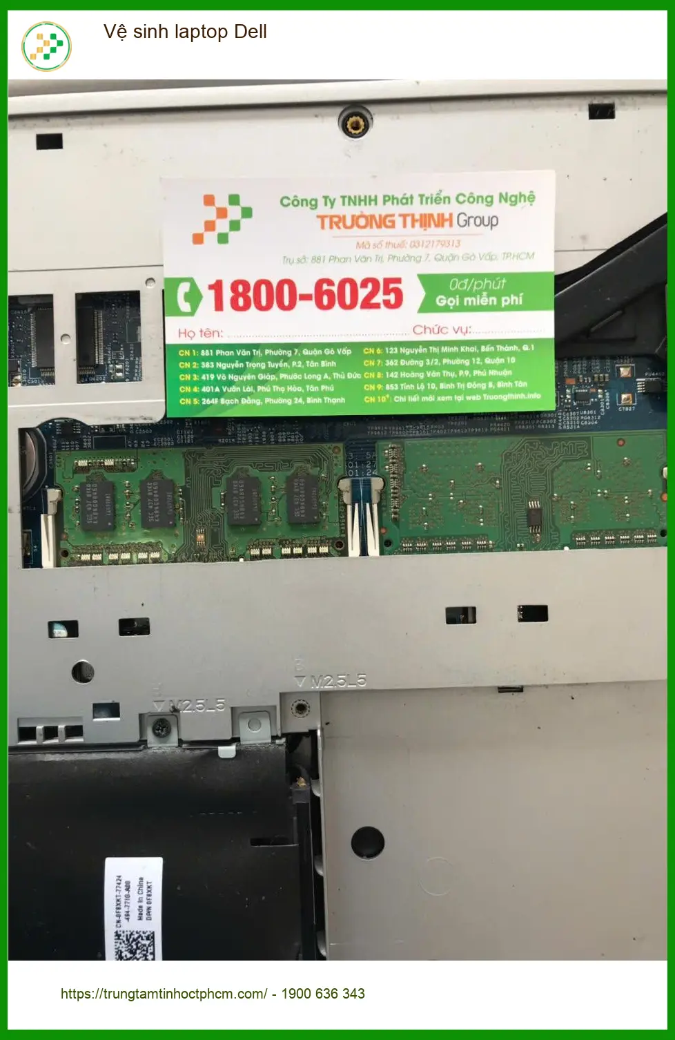 Vệ sinh laptop Dell Quận Tân Phú - Chú Phong sửa ngay laptop nóng ran ảnh thực tế 1